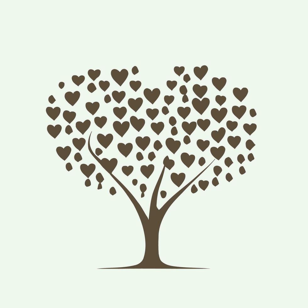 árbol con corazón hojas vector arte, cautivador naturaleza amor ilustración