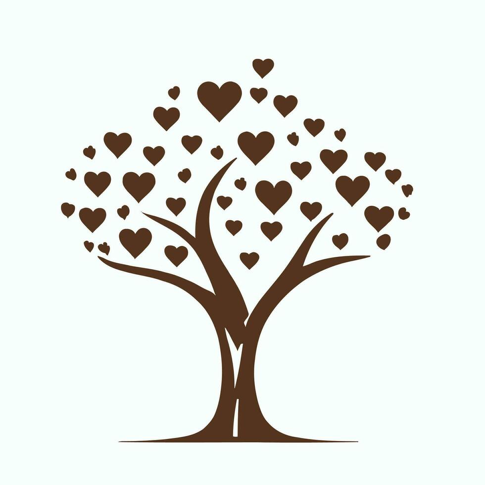 árbol con corazón hojas vector arte, cautivador naturaleza amor ilustración