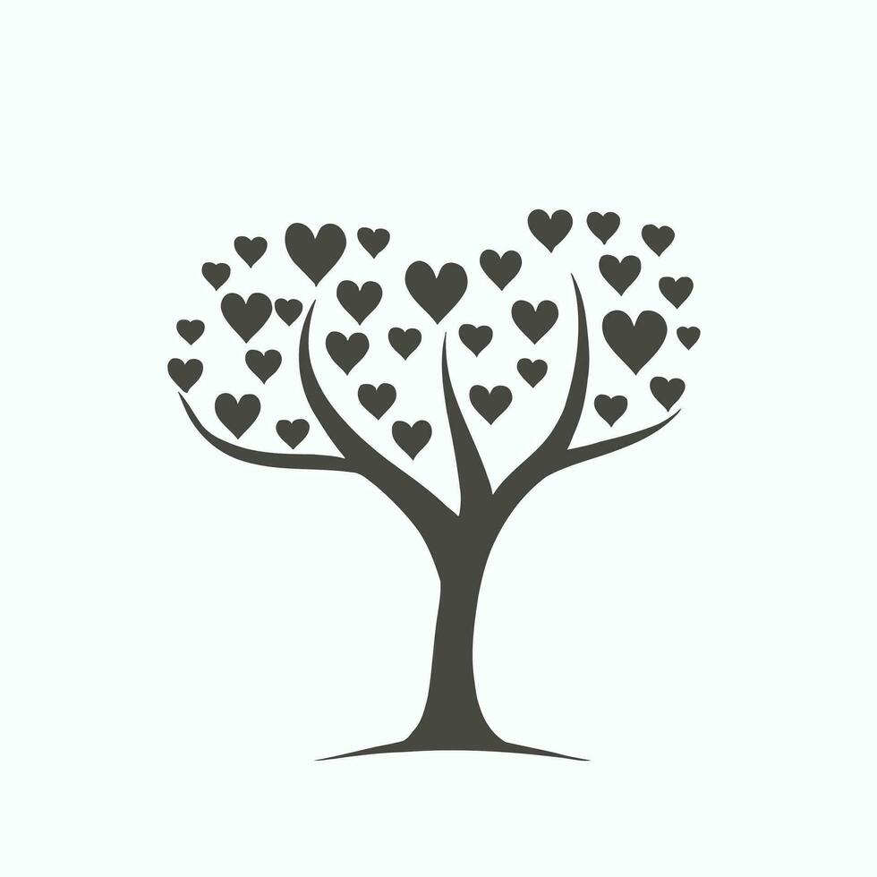 Tree with Heart Leaves Vector Art, Captivating Nature love Illustration