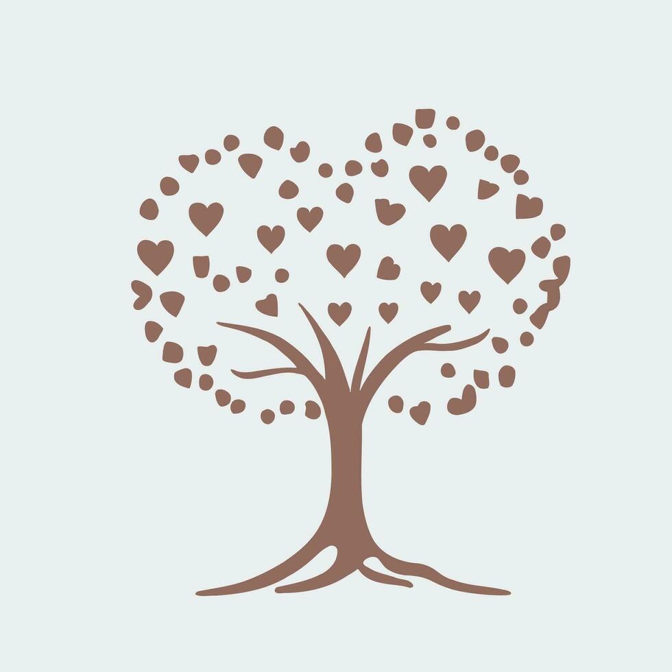 Tree with Heart Leaves Vector Art, Captivating Nature love Illustration