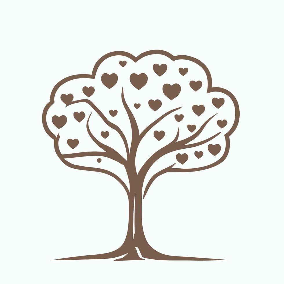 Tree with Heart Leaves Vector Art, Captivating Nature love Illustration