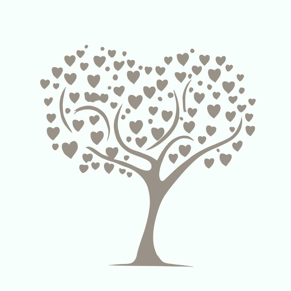 Tree with Heart Leaves Vector Art, Captivating Nature love Illustration