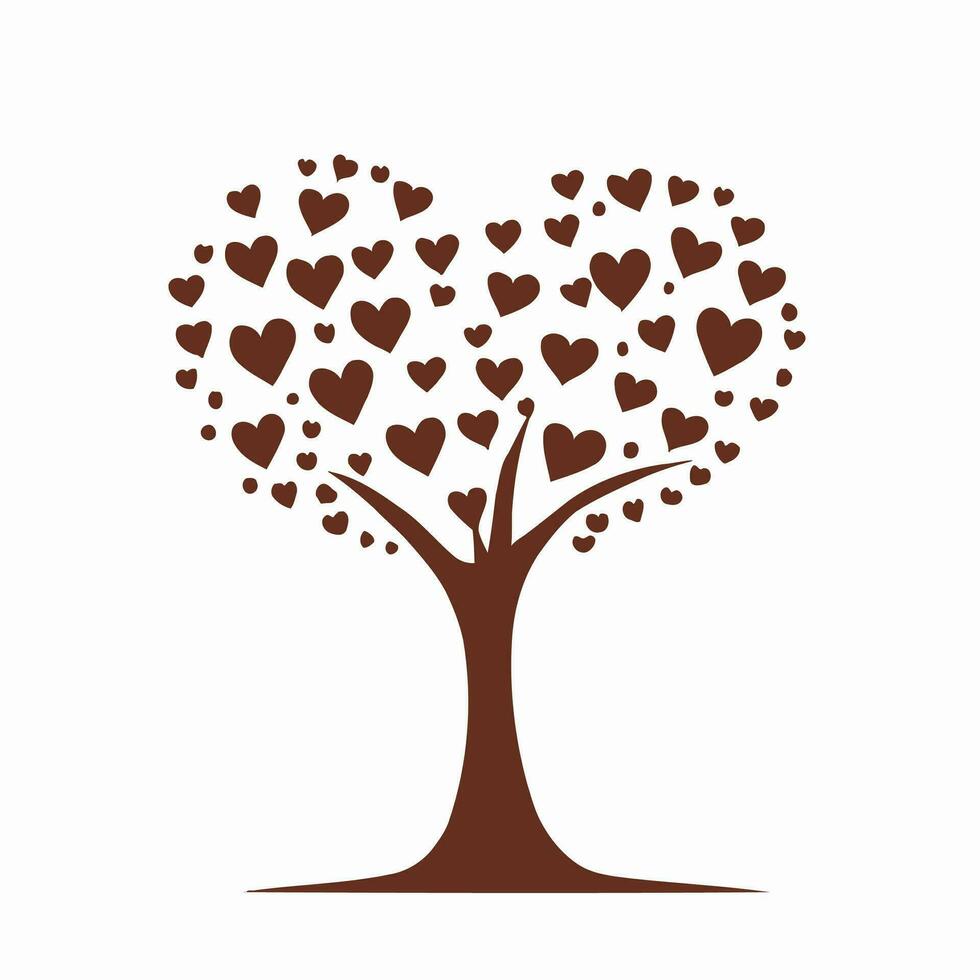 Tree with Heart Leaves Vector Art, Captivating Nature love Illustration