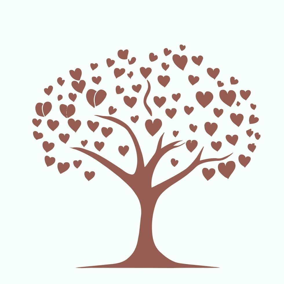 Tree with Heart Leaves Vector Art, Captivating Nature love Illustration