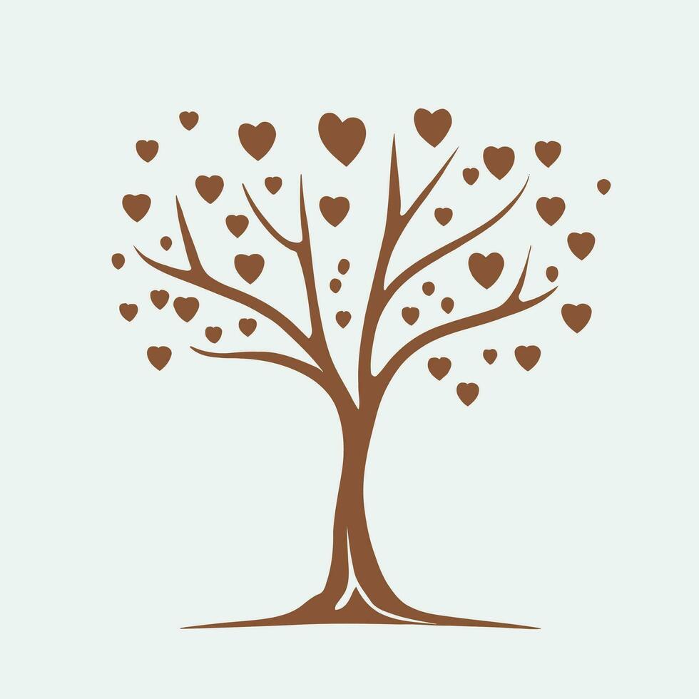 Tree with Heart Leaves Vector Art, Captivating Nature love Illustration