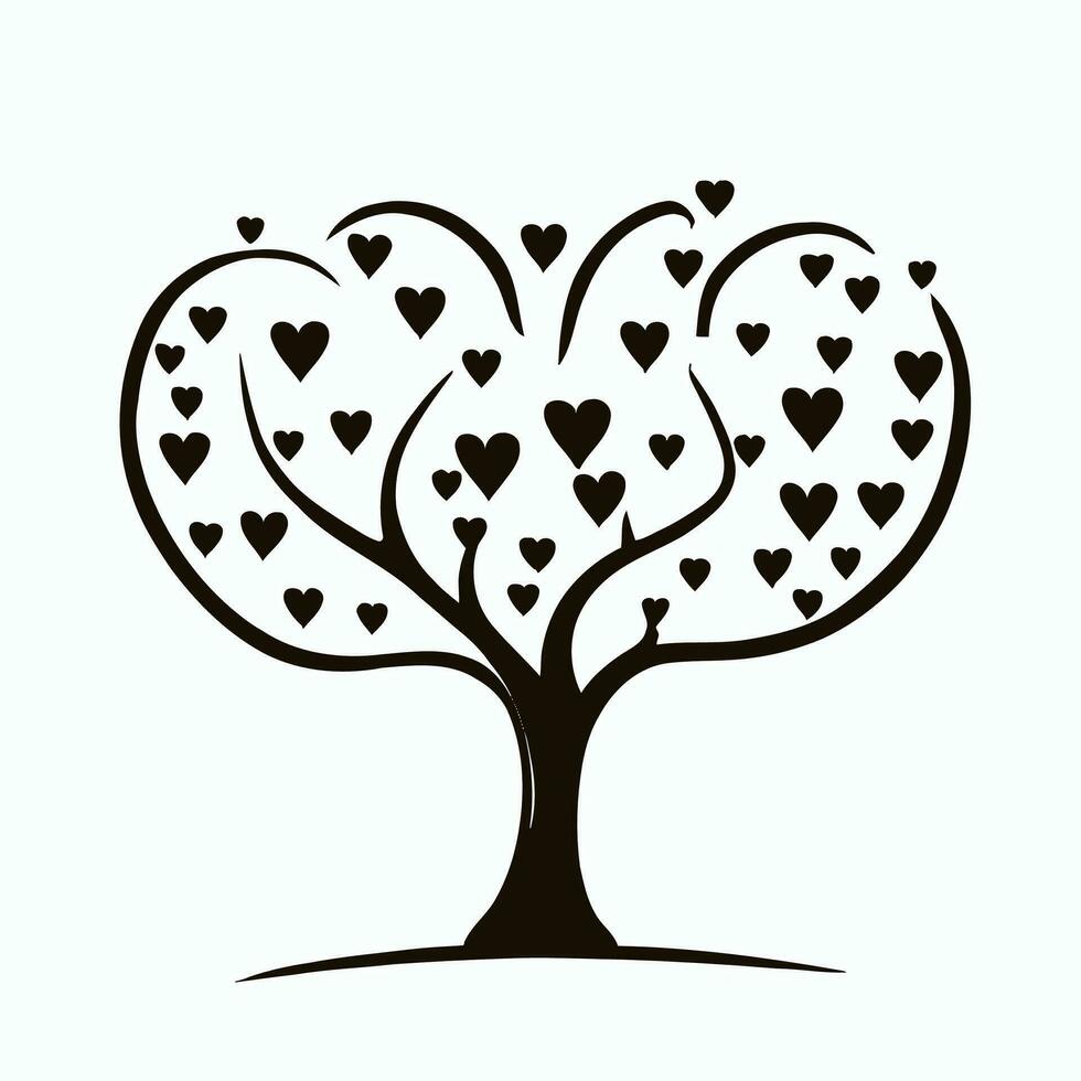 Tree with Heart Leaves Vector Art, Captivating Nature love Illustration