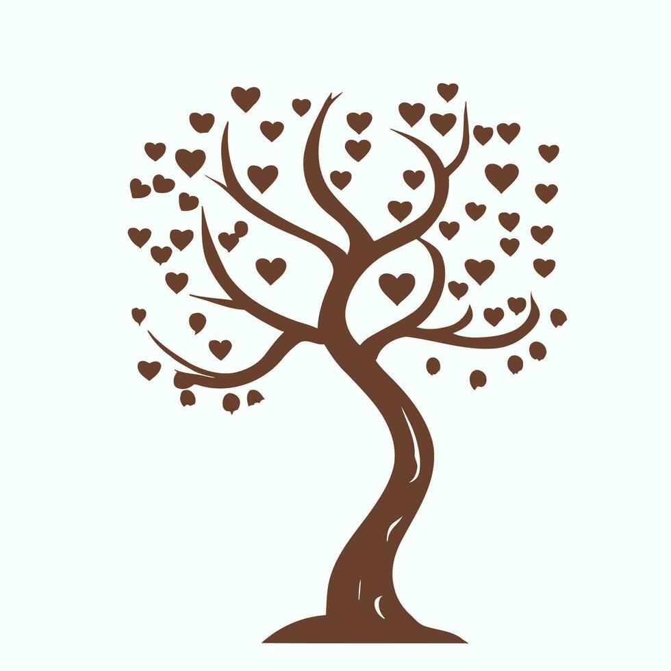 árbol con corazón hojas vector arte, cautivador naturaleza amor ilustración