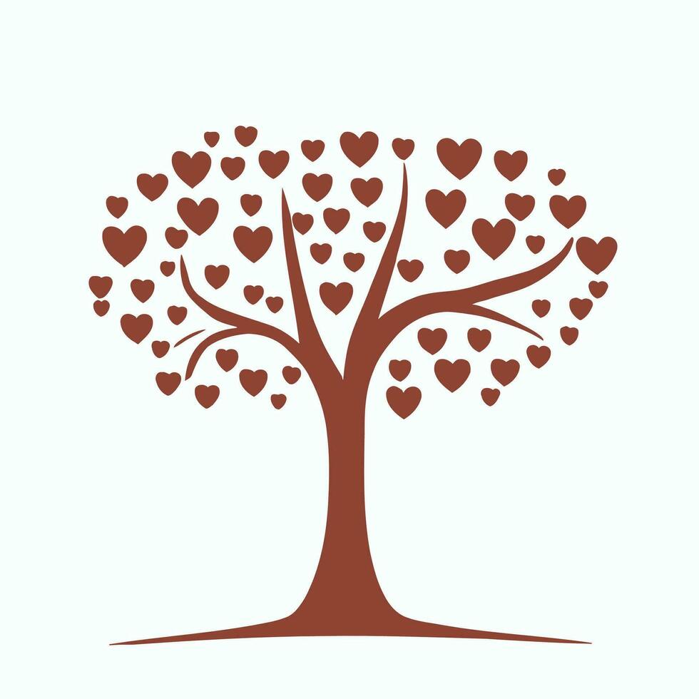 Tree with Heart Leaves Vector Art, Captivating Nature love Illustration