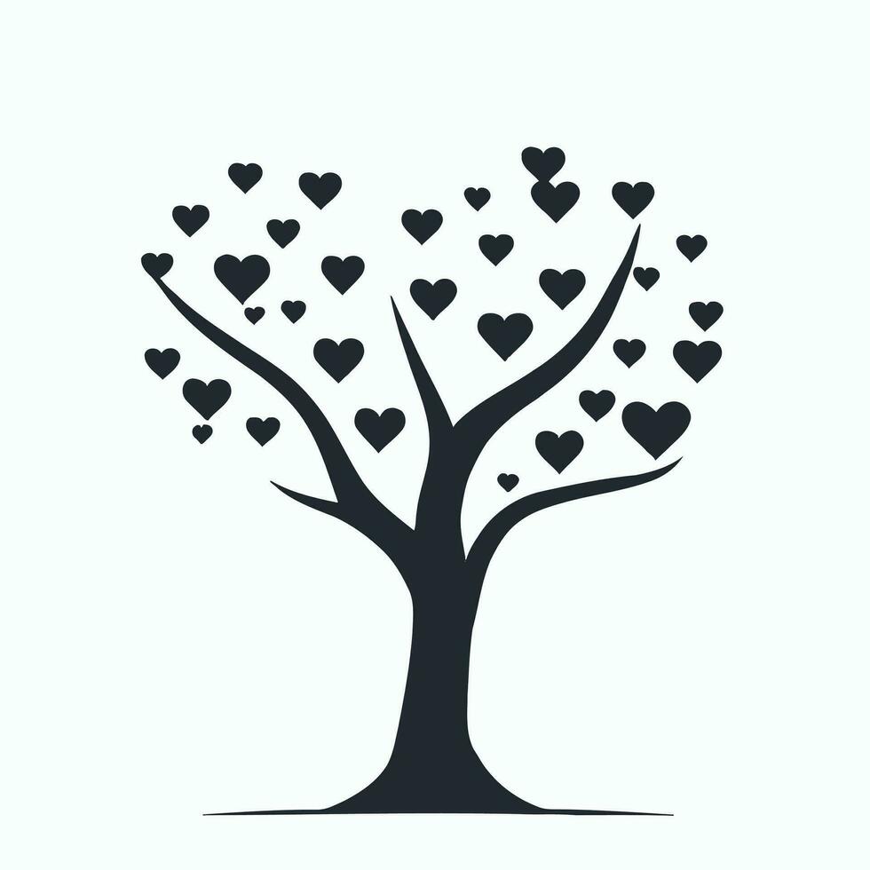 Tree with Heart Leaves Vector Art, Captivating Nature love Illustration