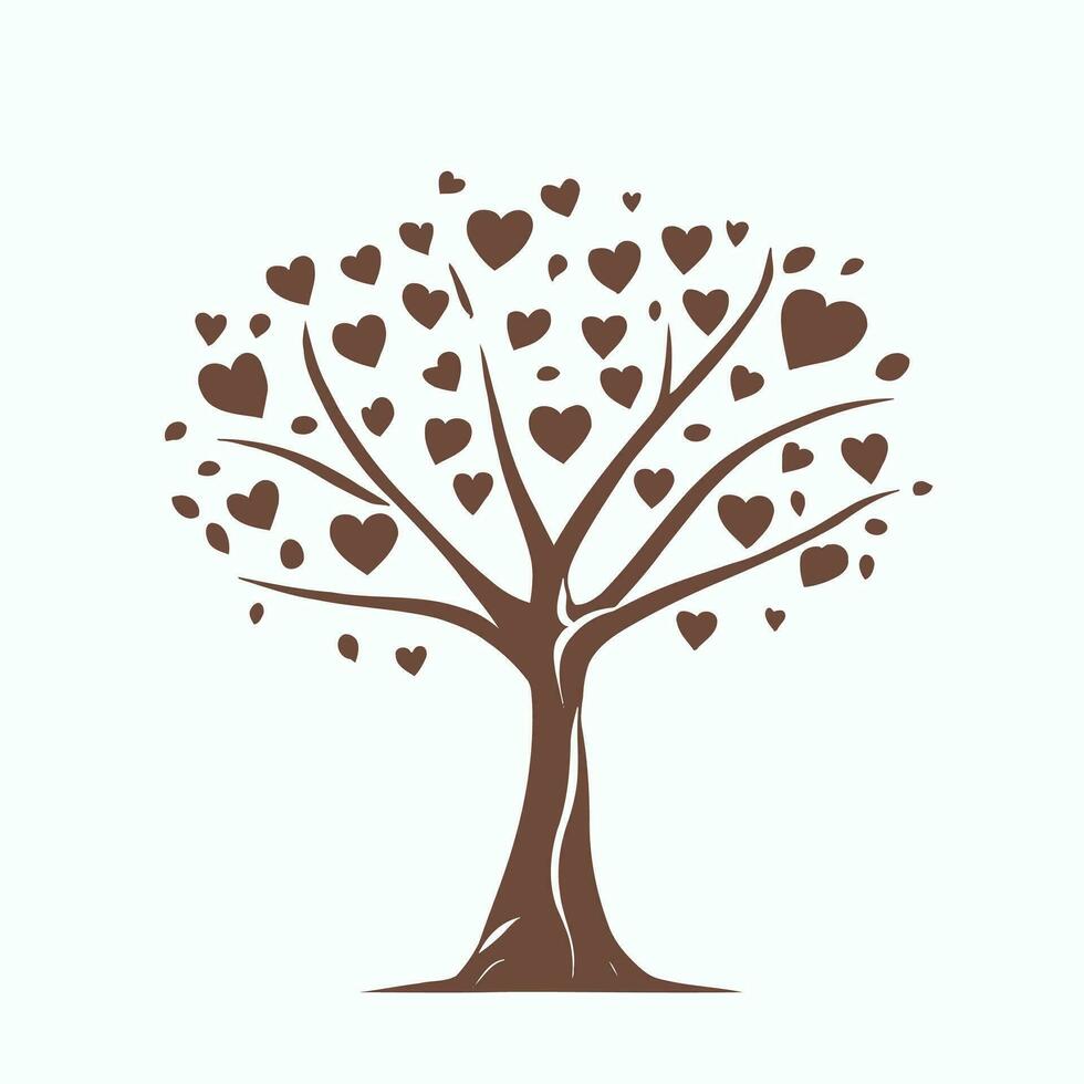 árbol con corazón hojas vector arte, cautivador naturaleza amor ilustración