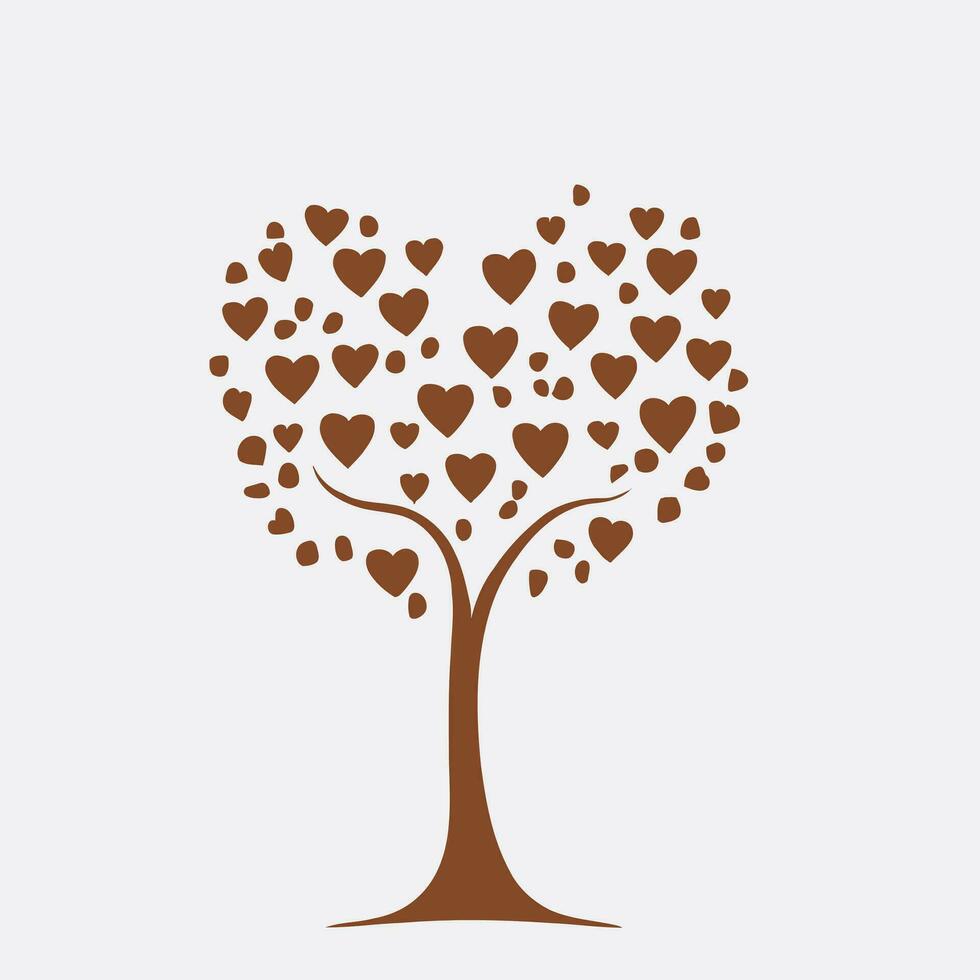 Tree with Heart Leaves Vector Art, Captivating Nature love Illustration