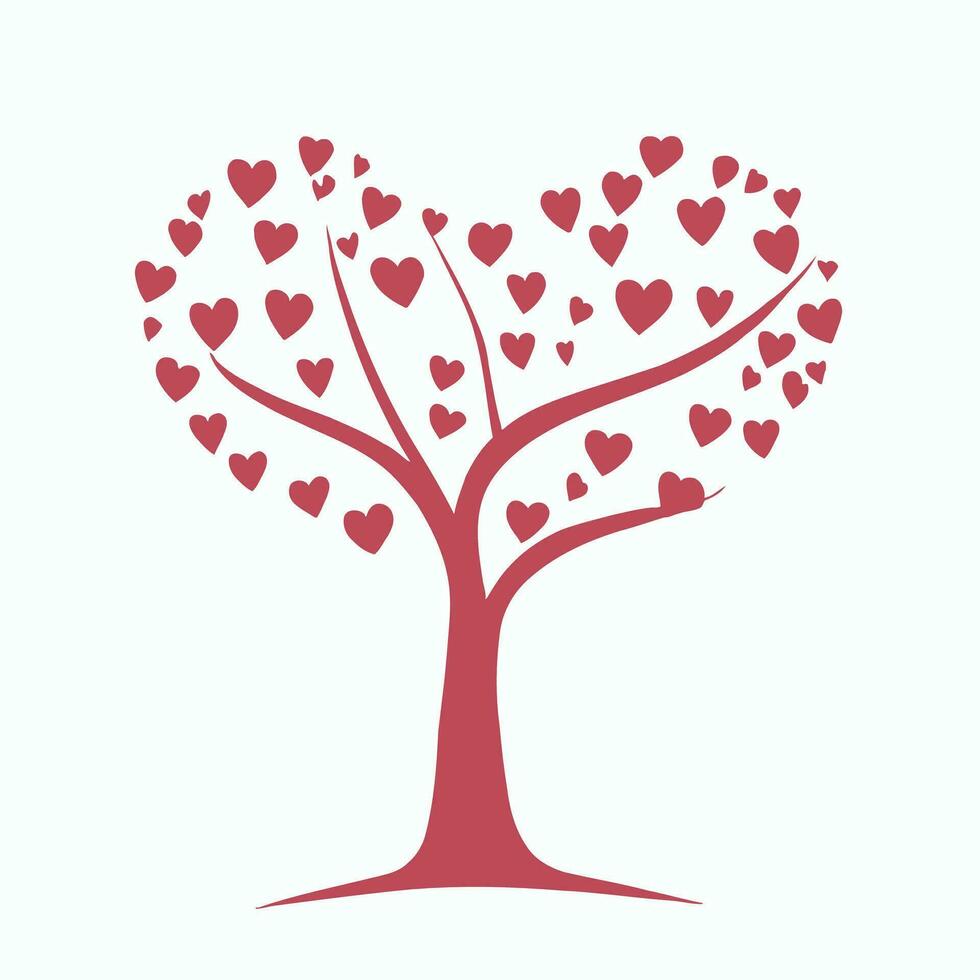 árbol con corazón hojas vector arte, cautivador naturaleza amor ilustración