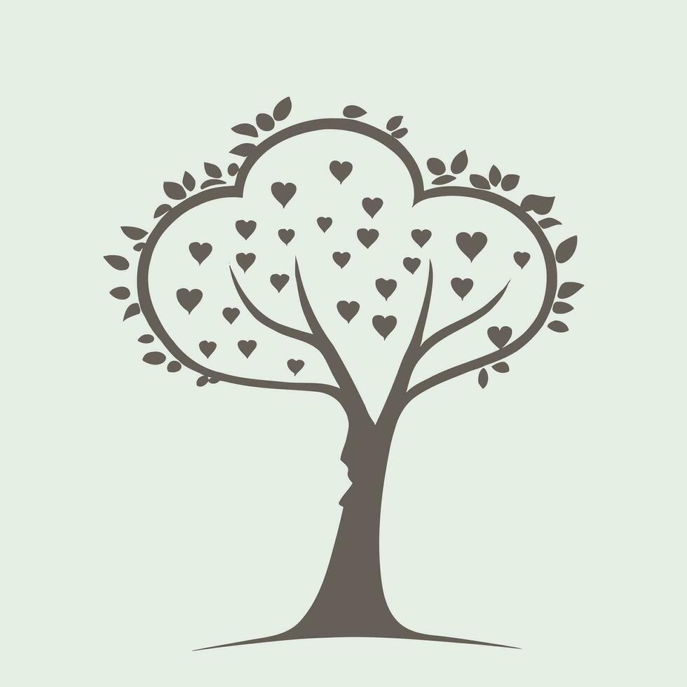 Tree with Heart Leaves Vector Art, Captivating Nature love Illustration
