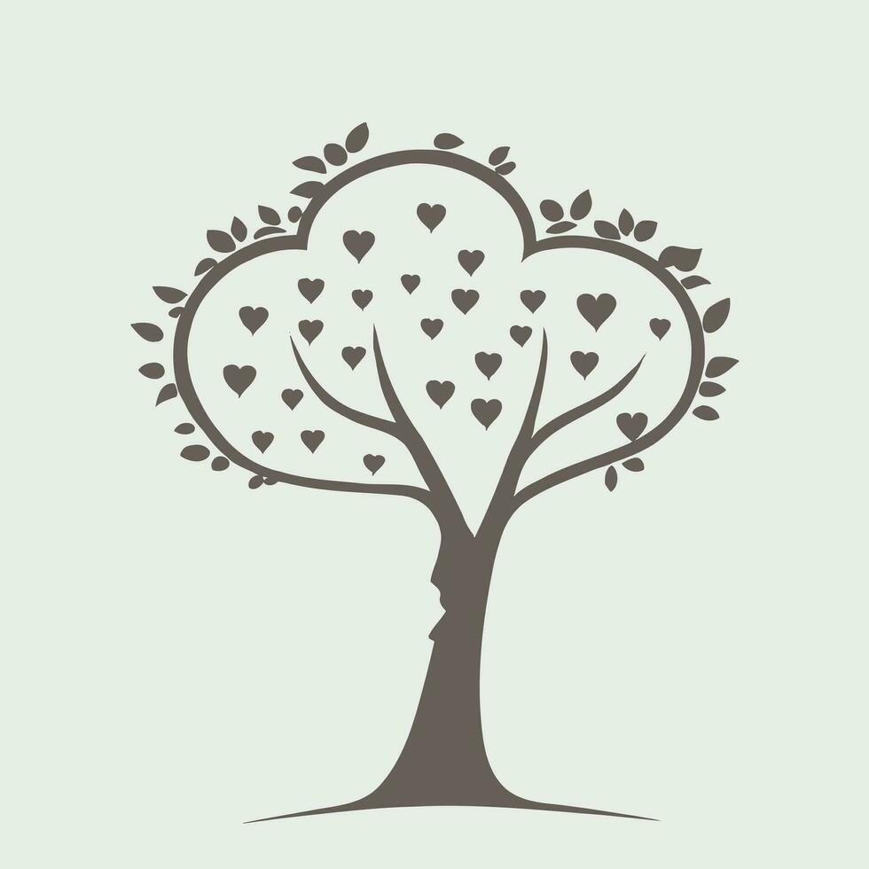 árbol con corazón hojas vector arte, cautivador naturaleza amor ilustración