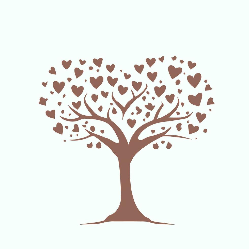 Tree with Heart Leaves Vector Art, Captivating Nature love Illustration