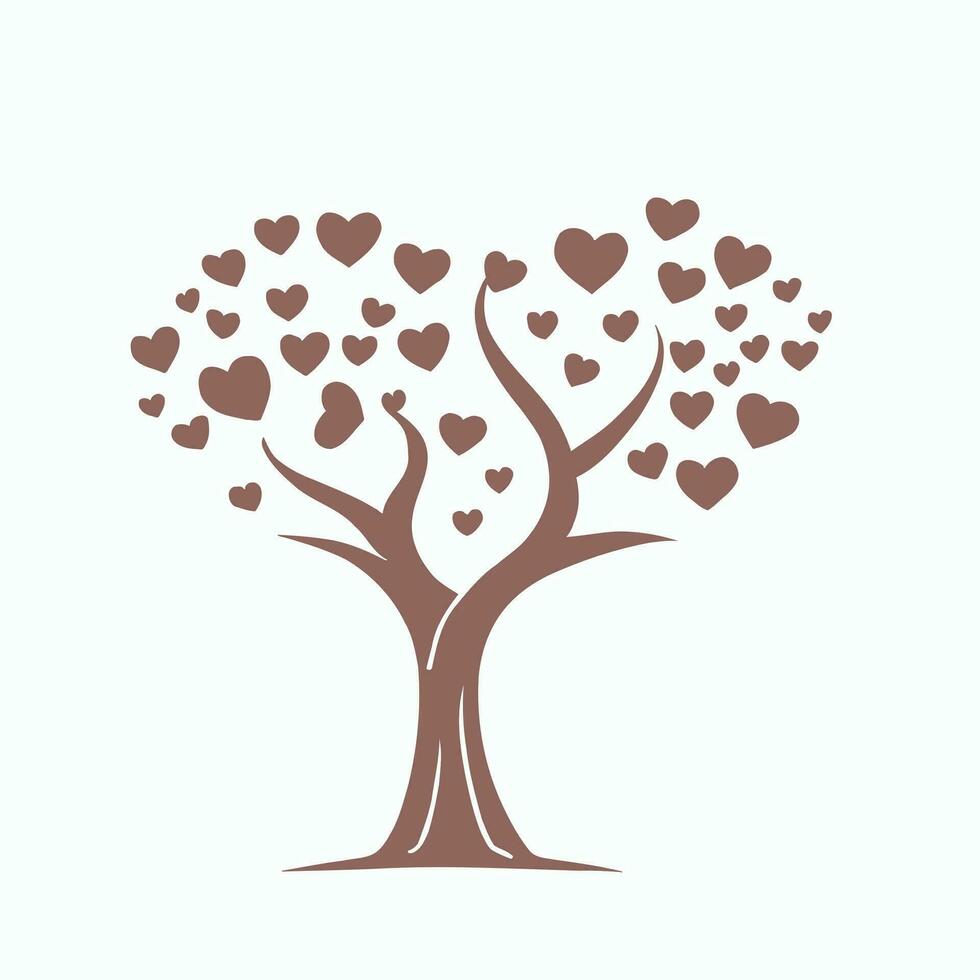 Tree with Heart Leaves Vector Art, Captivating Nature love Illustration