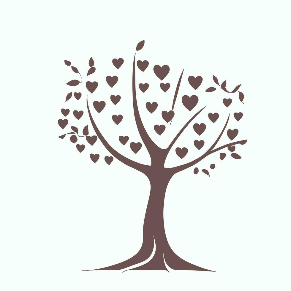 Tree with Heart Leaves Vector Art, Captivating Nature love Illustration