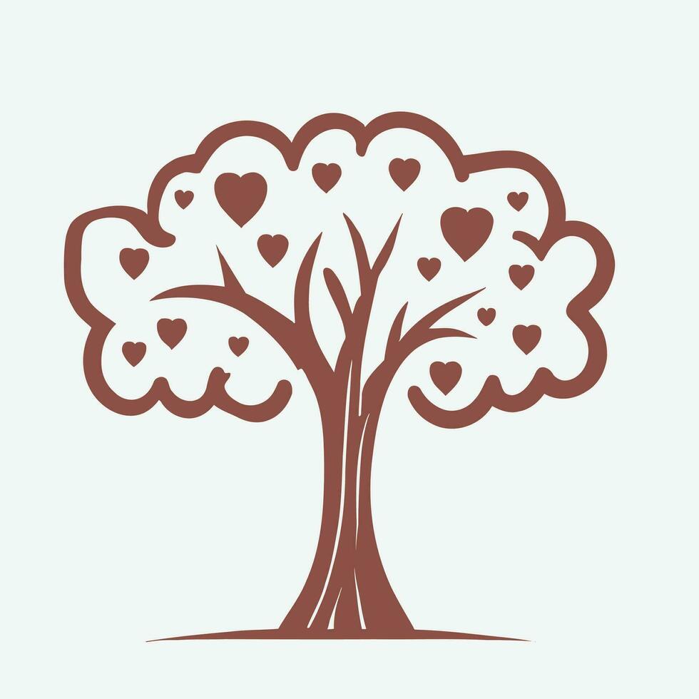 Tree with Heart Leaves Vector Art, Captivating Nature love Illustration