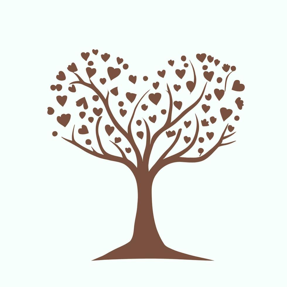 Tree with Heart Leaves Vector Art, Captivating Nature love Illustration