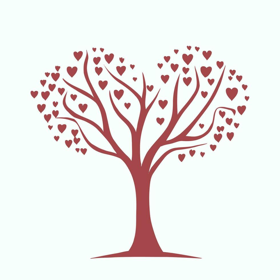 Tree with Heart Leaves Vector Art, Captivating Nature love Illustration