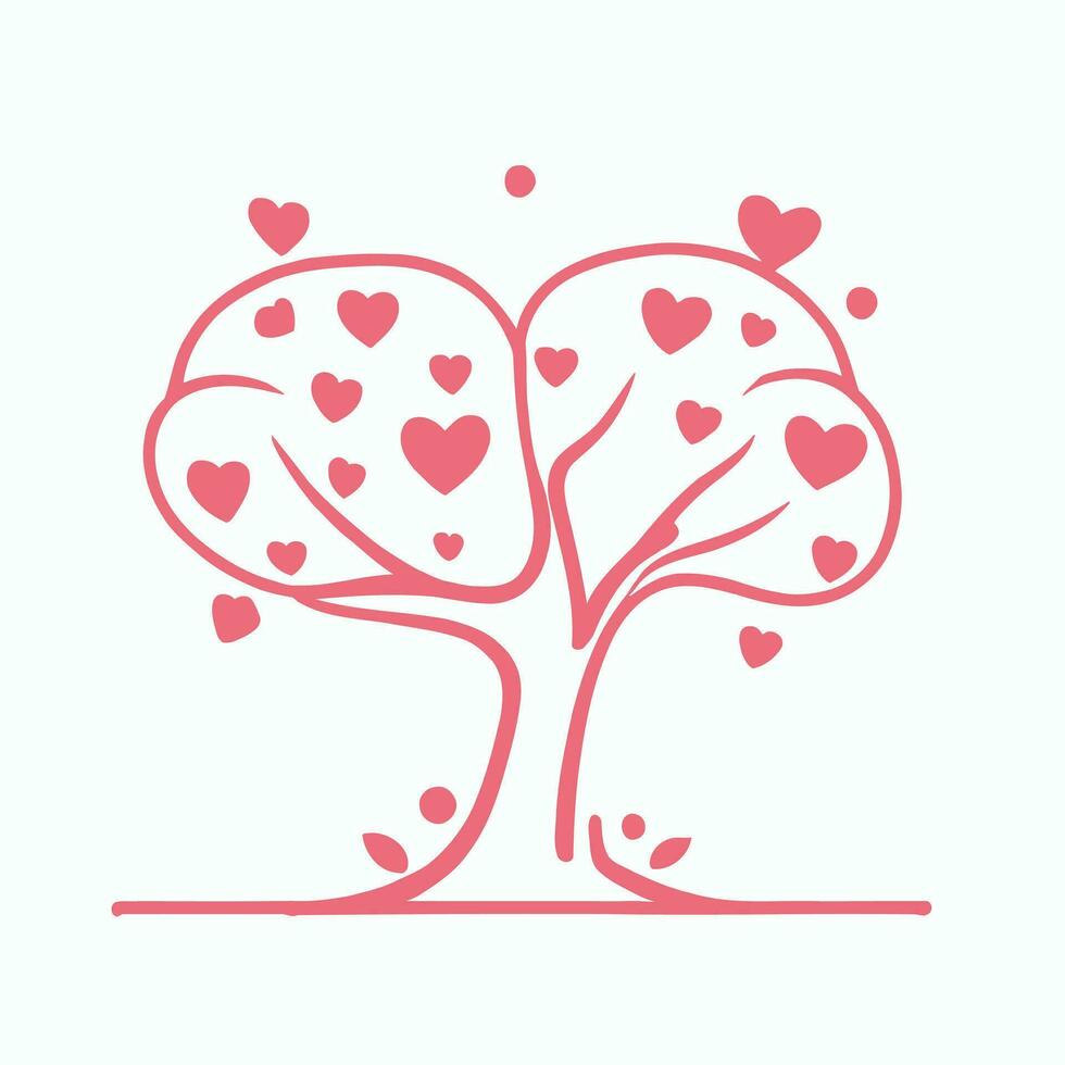 Tree with Heart Leaves Vector Art, Captivating Nature love Illustration