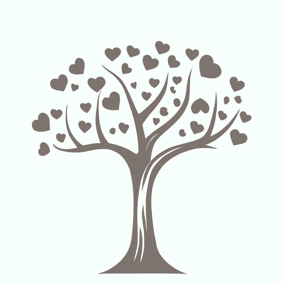 Tree with Heart Leaves Vector Art, Captivating Nature love Illustration