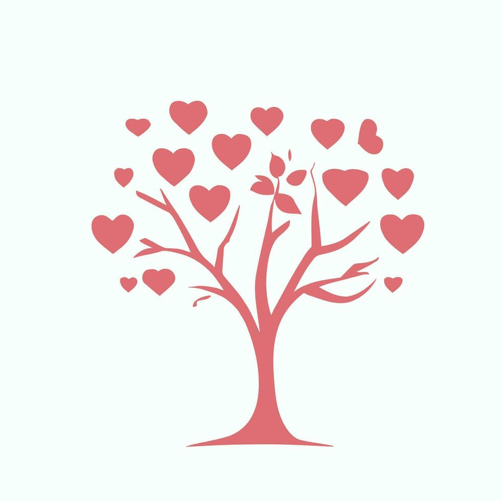 Tree with Heart Leaves Vector Art, Captivating Nature love Illustration