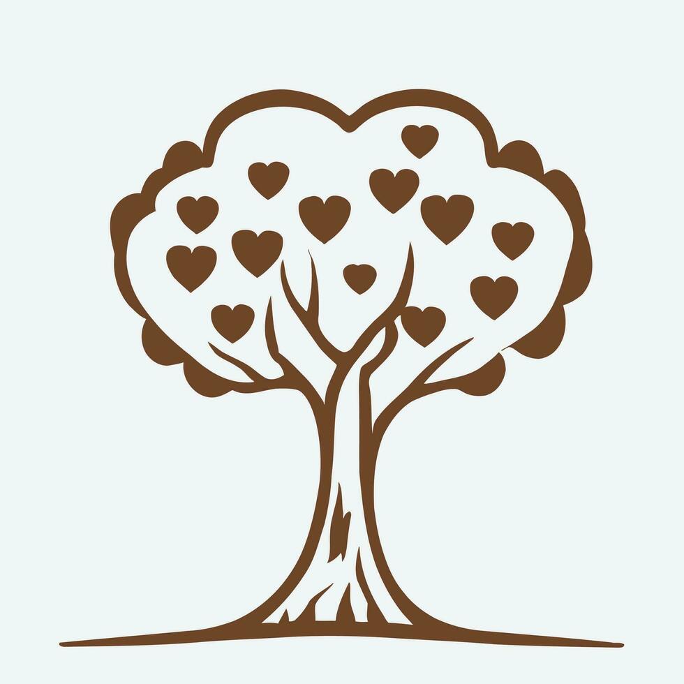 Tree with Heart Leaves Vector Art, Captivating Nature love Illustration