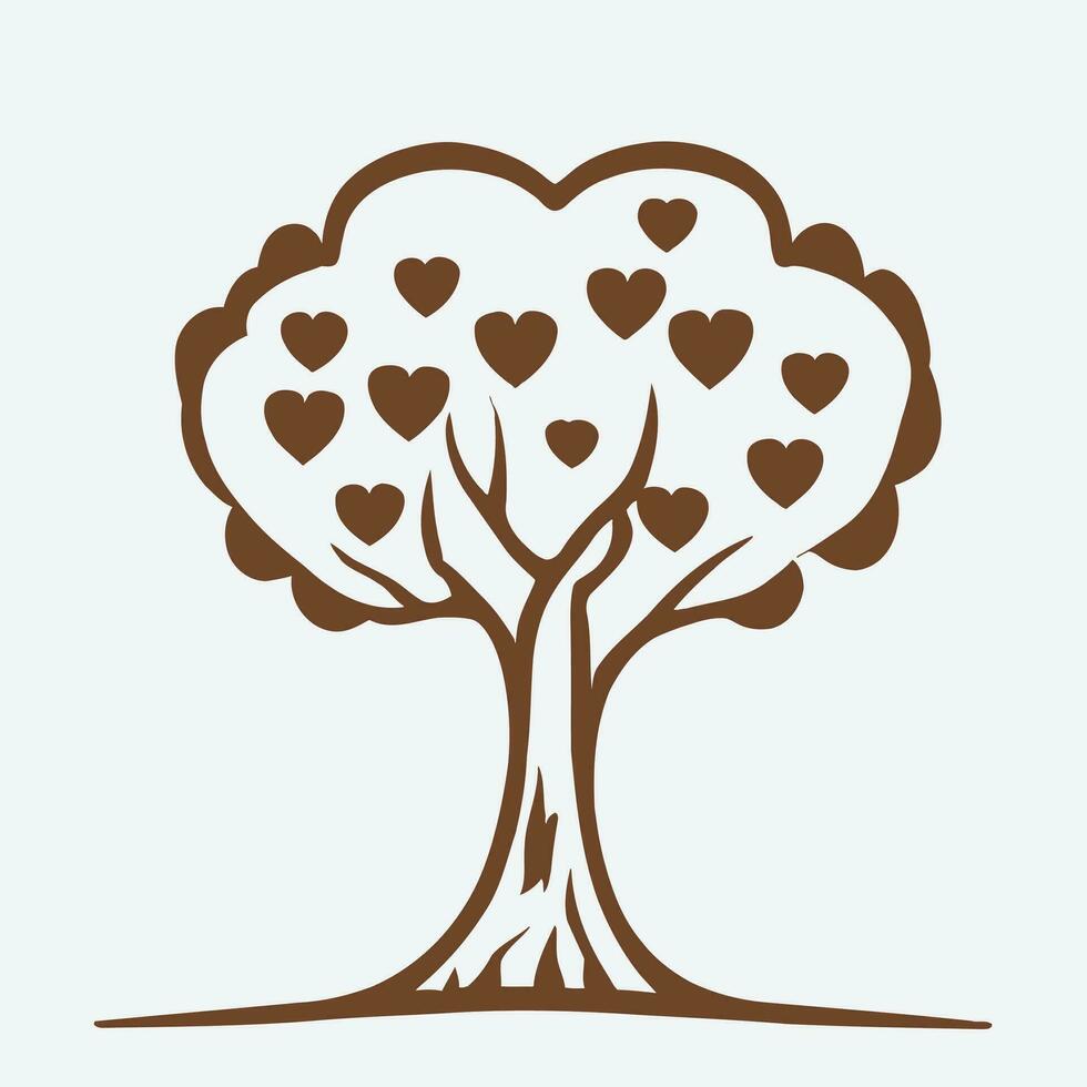 árbol con corazón hojas vector arte, cautivador naturaleza amor ilustración