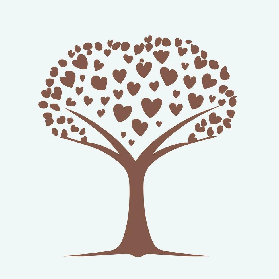 Tree with Heart Leaves Vector Art, Captivating Nature love Illustration