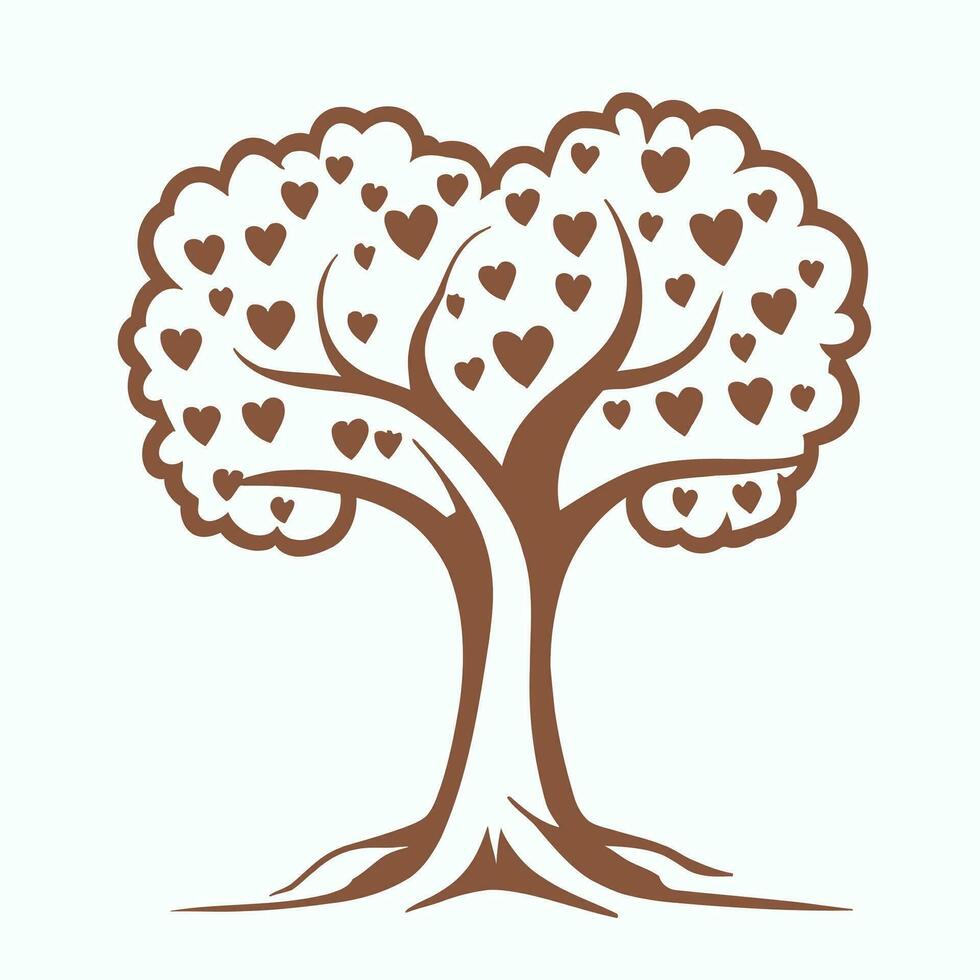 Tree with Heart Leaves Vector Art, Captivating Nature love Illustration