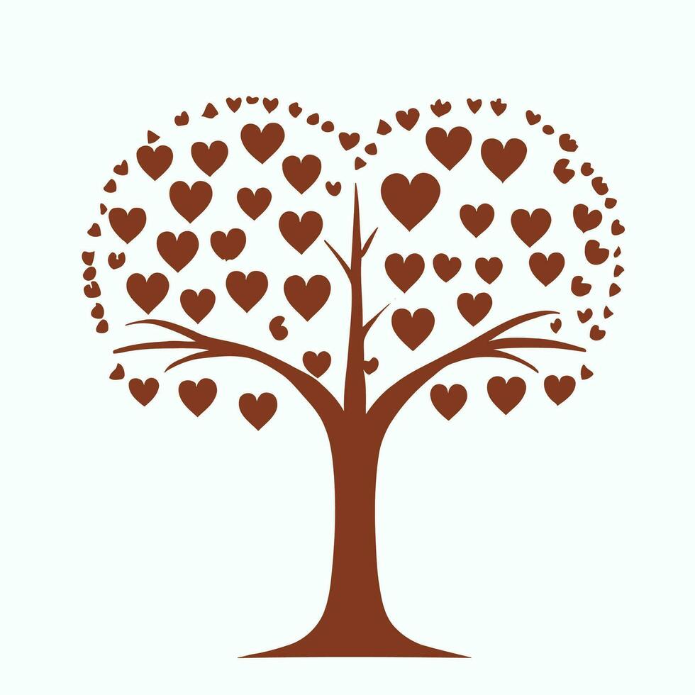 Tree with Heart Leaves Vector Art, Captivating Nature love Illustration