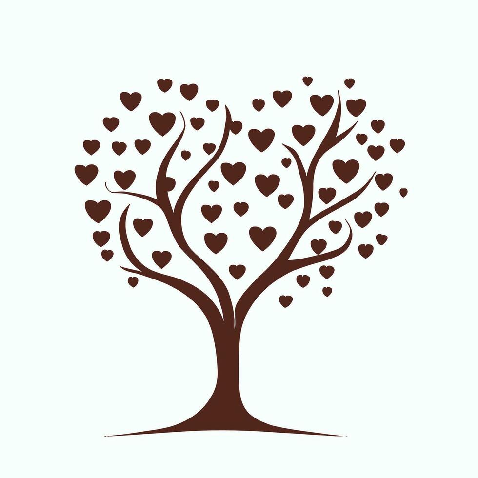 Tree with Heart Leaves Vector Art, Captivating Nature love Illustration