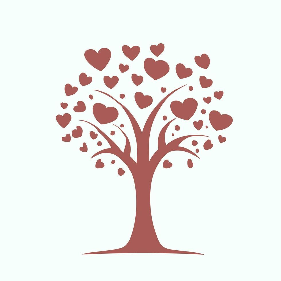 árbol con corazón hojas vector arte, cautivador naturaleza amor ilustración