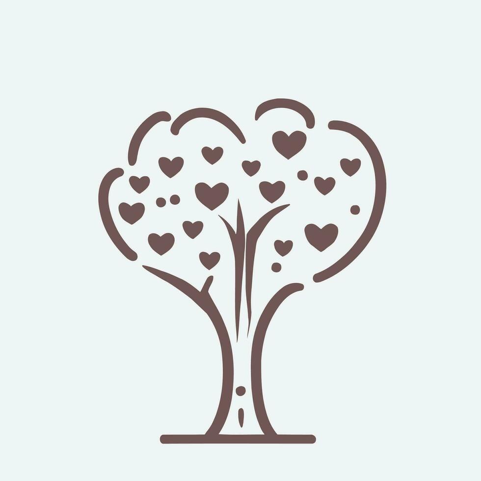 Tree with Heart Leaves Vector Art, Captivating Nature love Illustration