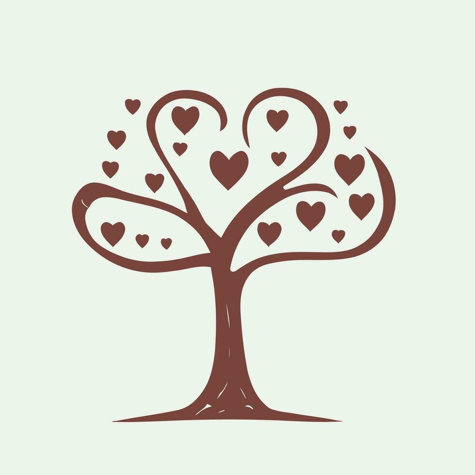 Tree with Heart Leaves Vector Art, Captivating Nature love Illustration