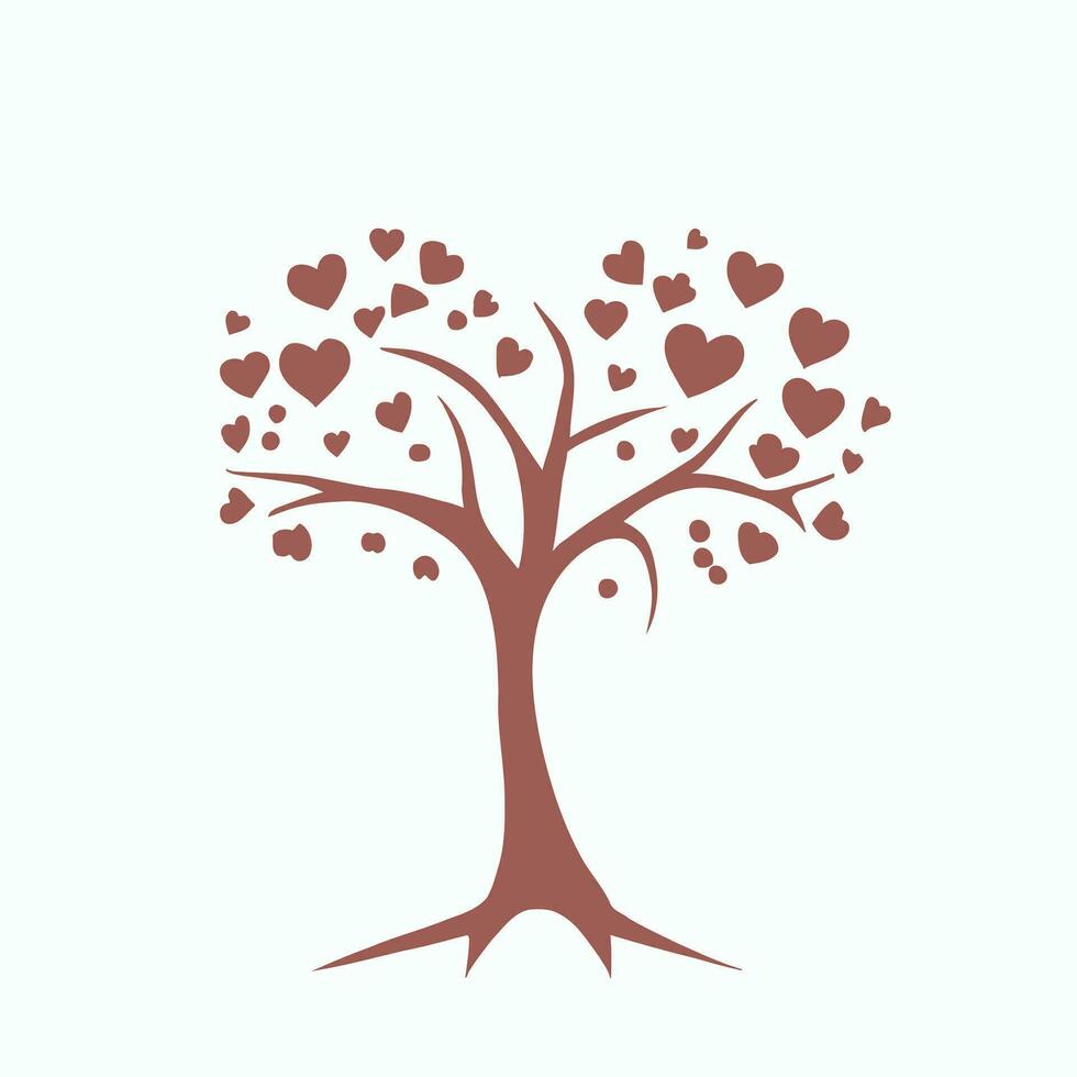 Tree with Heart Leaves Vector Art, Captivating Nature love Illustration