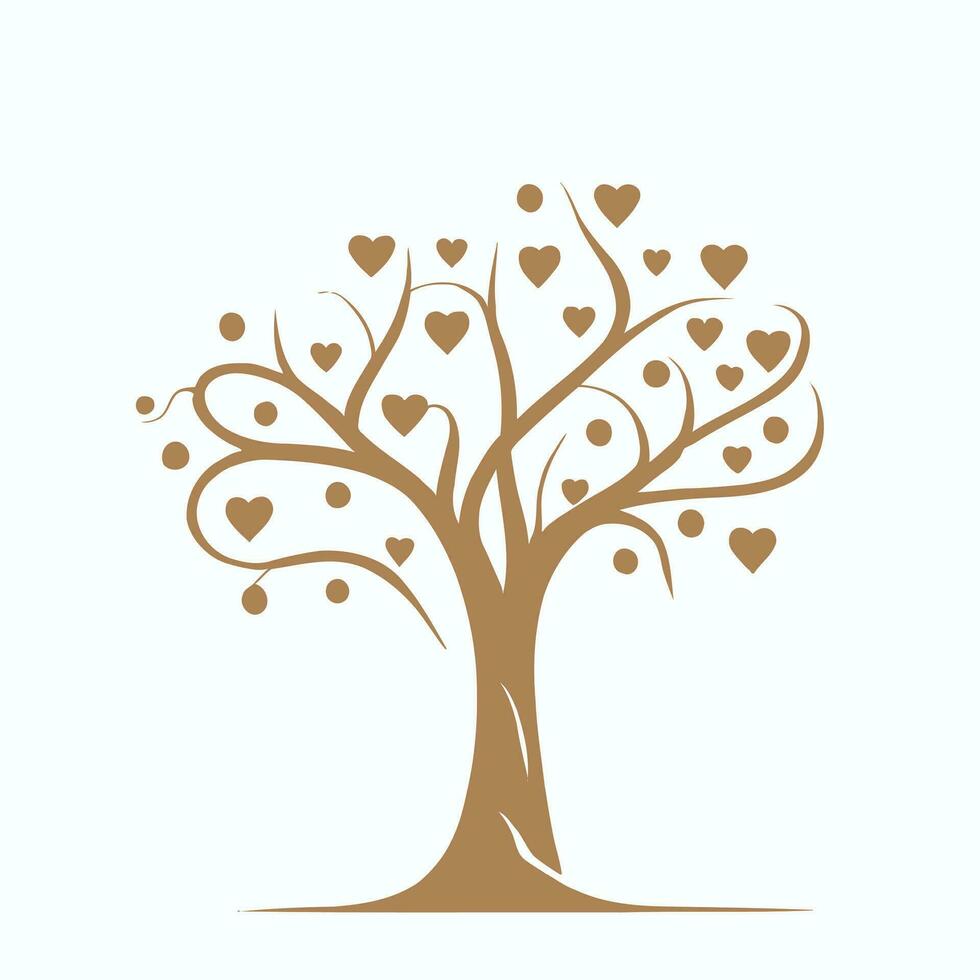 Tree with Heart Leaves Vector Art, Captivating Nature love Illustration