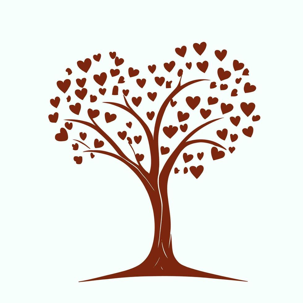 Tree with Heart Leaves Vector Art, Captivating Nature love Illustration