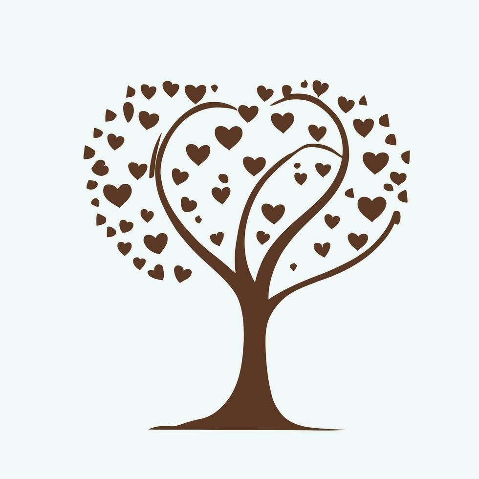 Tree with Heart Leaves Vector Art, Captivating Nature love Illustration