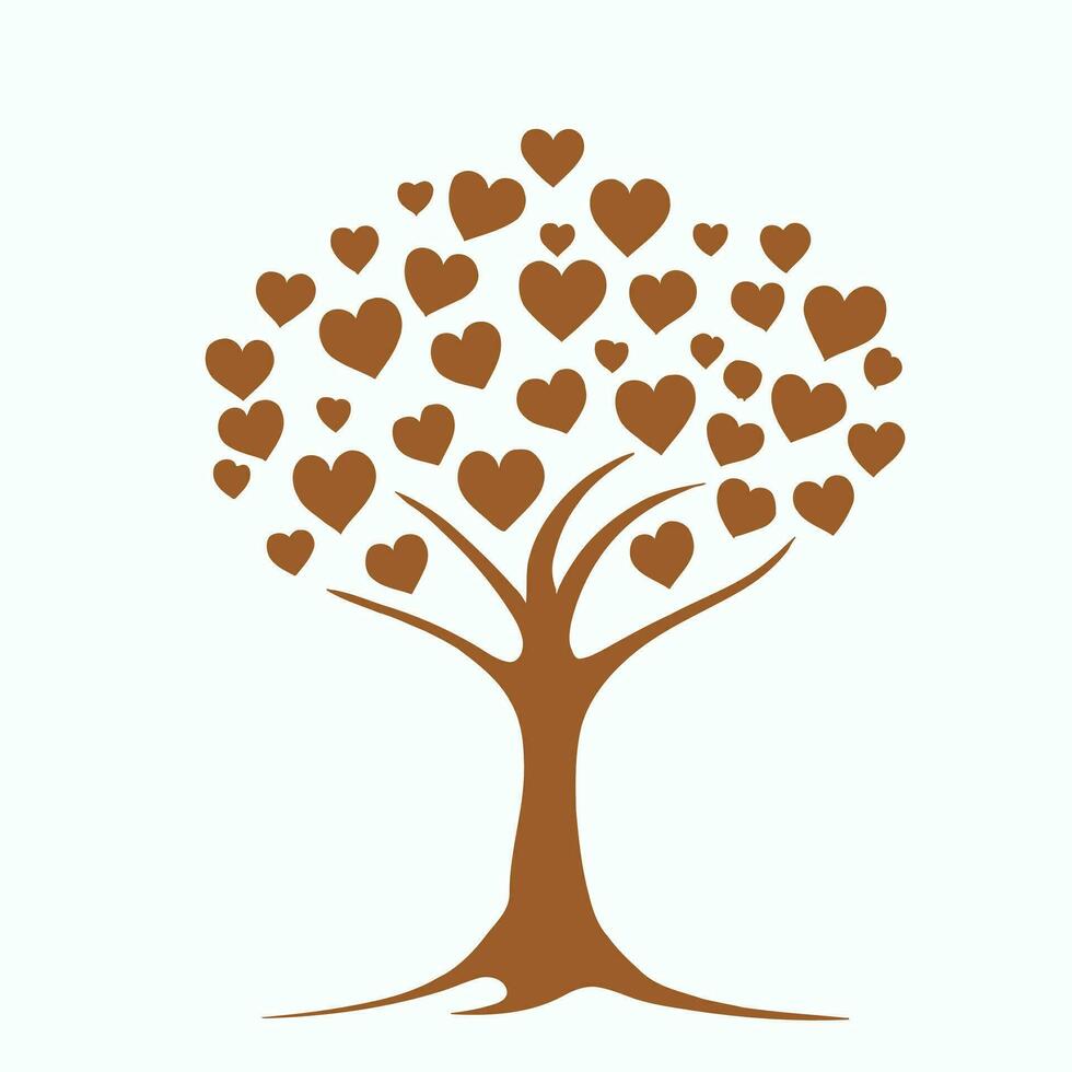 Tree with Heart Leaves Vector Art, Captivating Nature love Illustration
