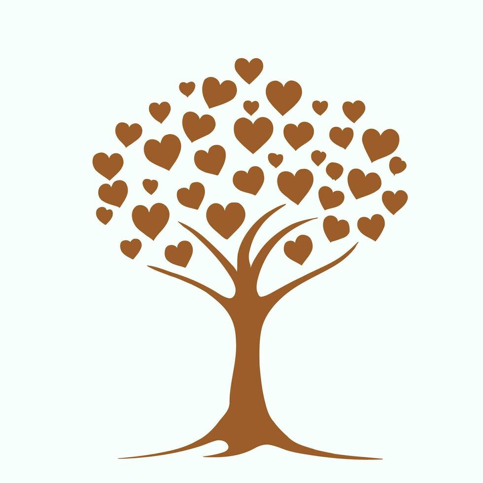 árbol con corazón hojas vector arte, cautivador naturaleza amor ilustración