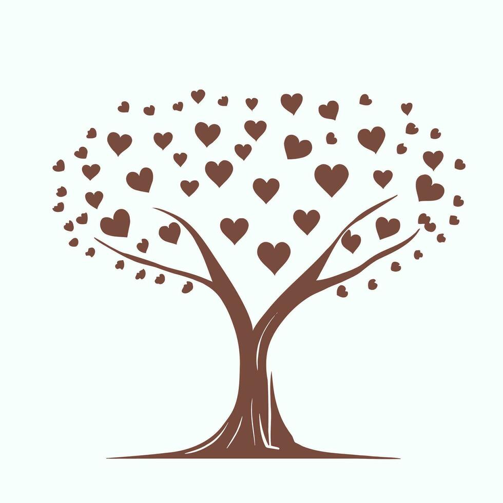 Tree with Heart Leaves Vector Art, Captivating Nature love Illustration