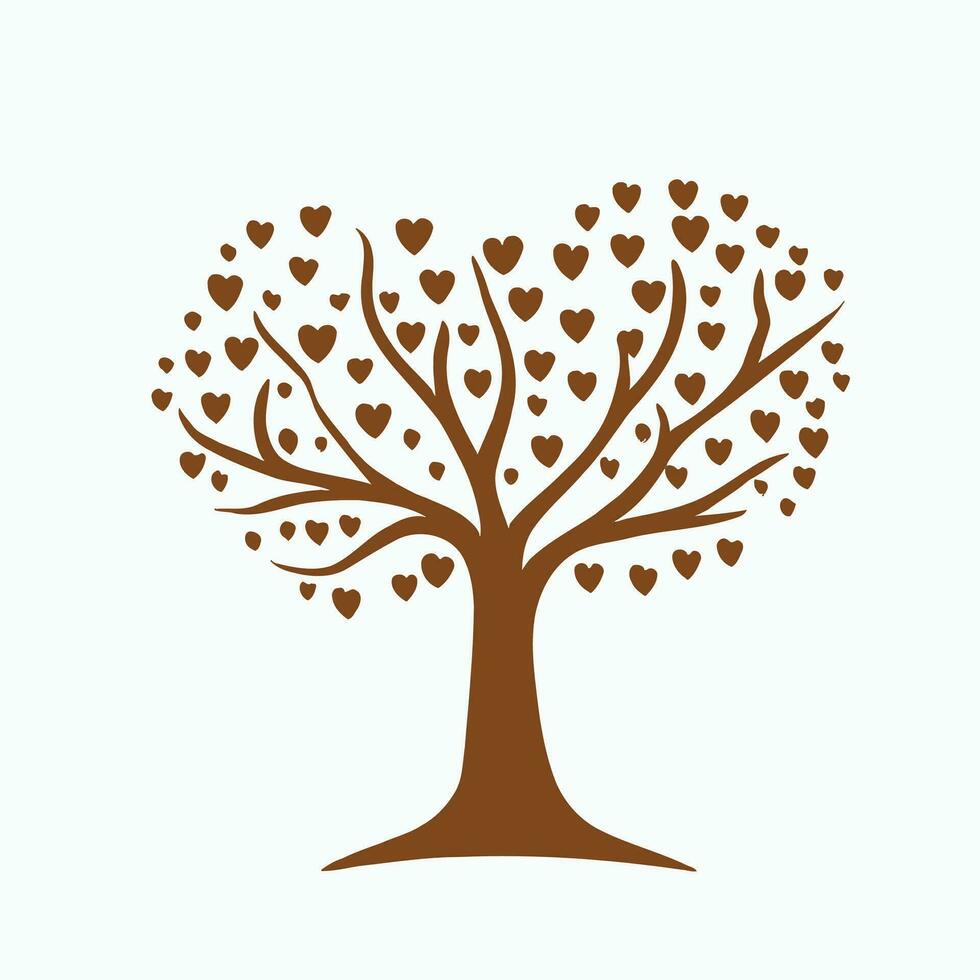 árbol con corazón hojas vector arte, cautivador naturaleza amor ilustración