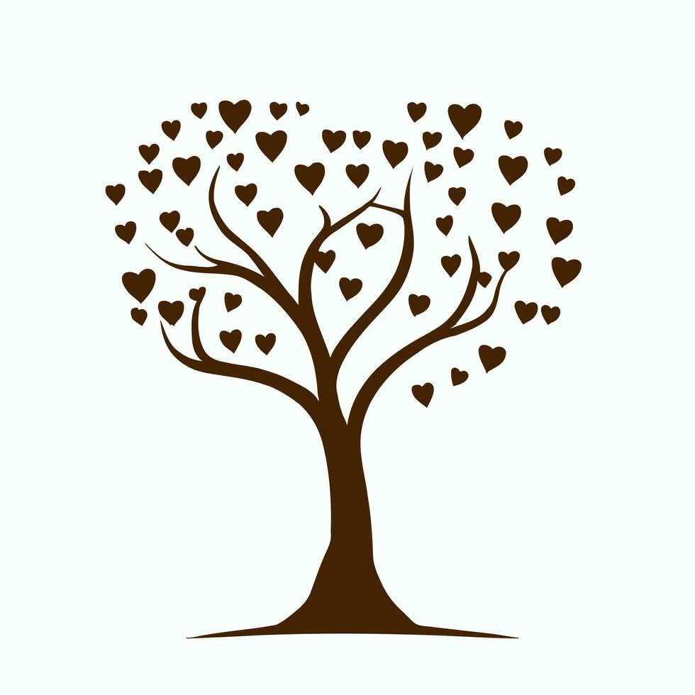 árbol con corazón hojas vector arte, cautivador naturaleza amor ilustración