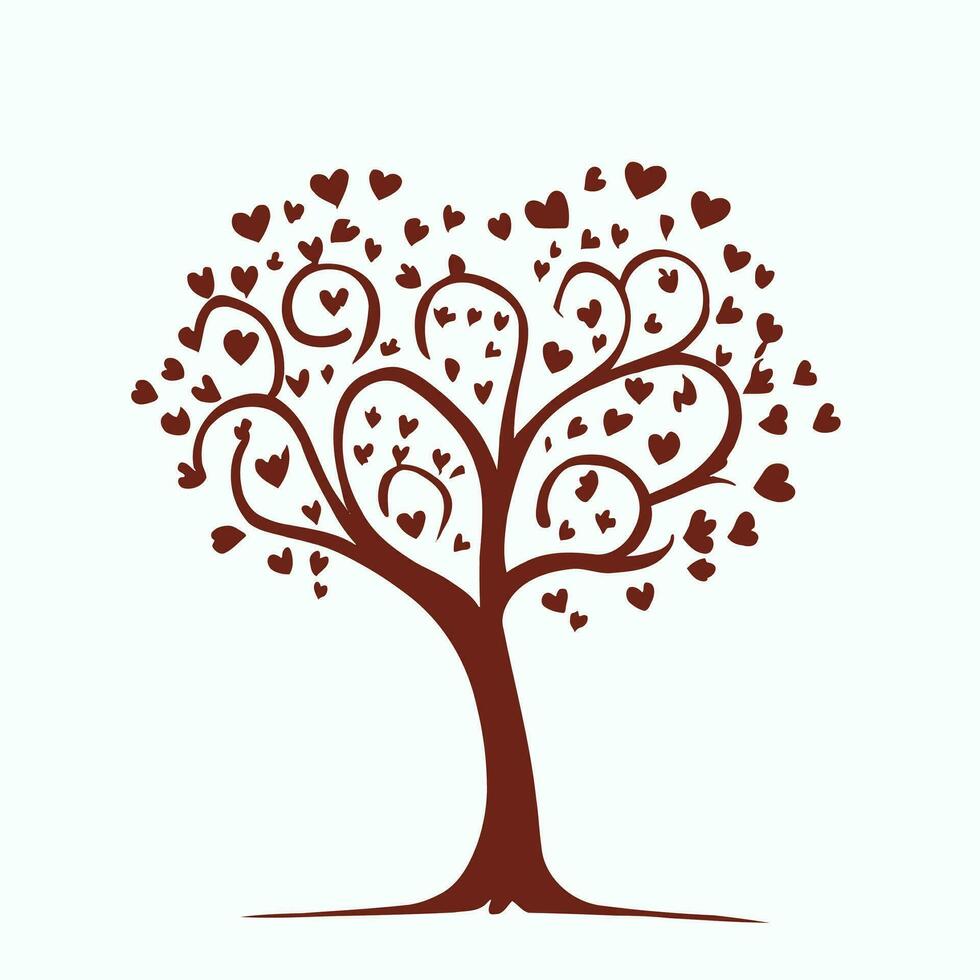Tree with Heart Leaves Vector Art, Captivating Nature love Illustration