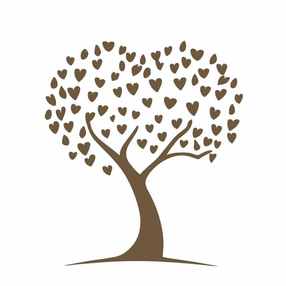 Tree with Heart Leaves Vector Art, Captivating Nature love Illustration