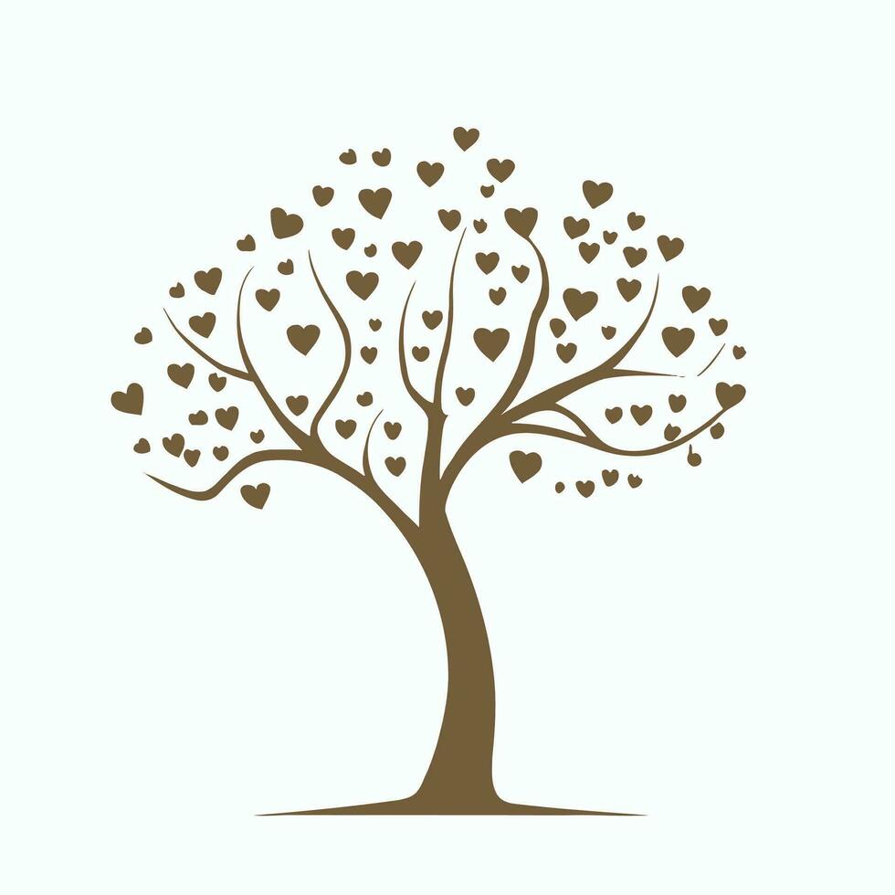 Tree with Heart Leaves Vector Art, Captivating Nature love Illustration