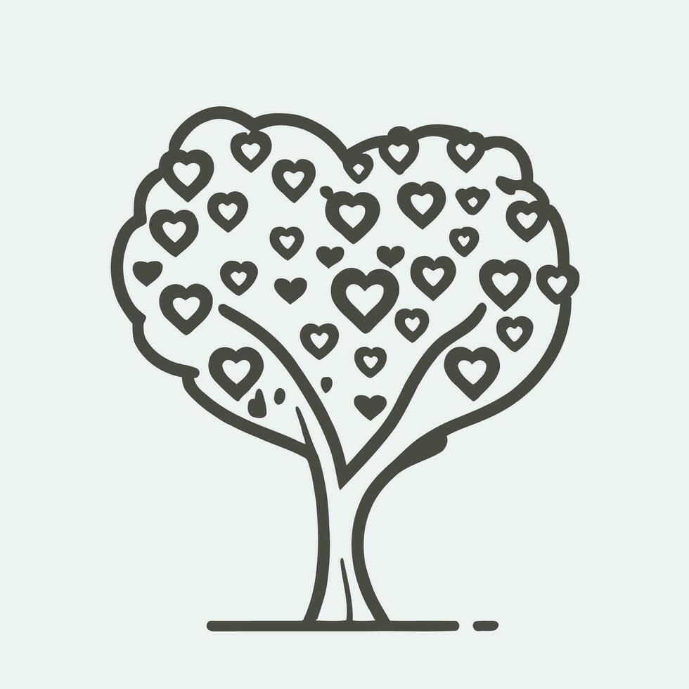 Tree with Heart Leaves Vector Art, Captivating Nature love Illustration