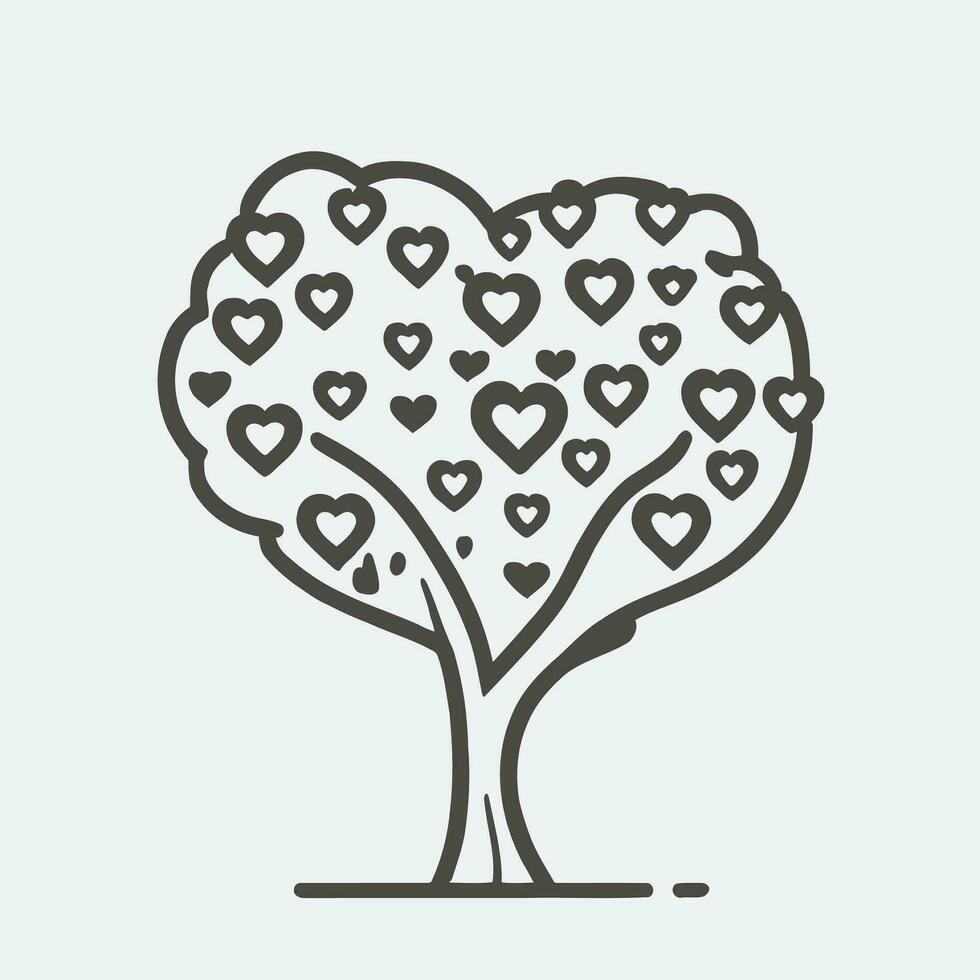 árbol con corazón hojas vector arte, cautivador naturaleza amor ilustración